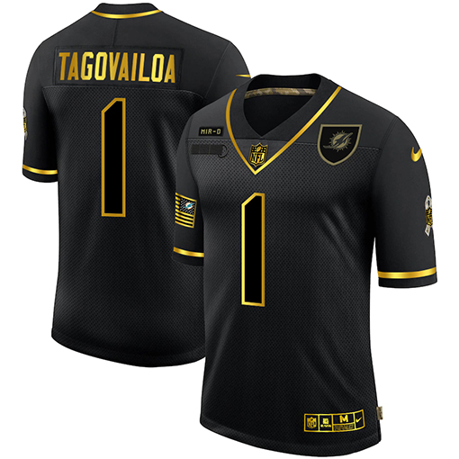 Miami Dolphins 1 Tua Tagovailoa Men Nike 2020 Salute To Service Golden Limited NFL black Jerseys